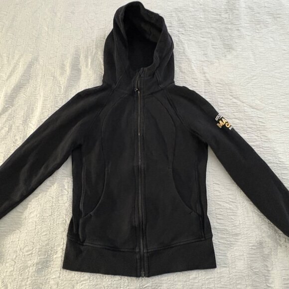 Lululemon Scuba Hoodie Light Cotton Fleece Black Full-Zip Sweatshirt Size 6 - Picture 11 of 12